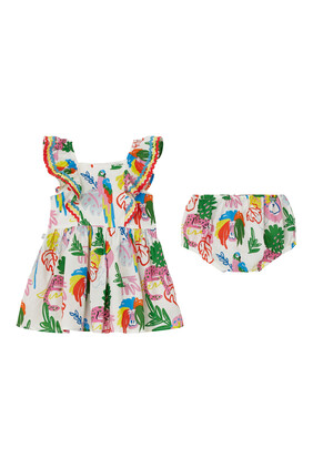 Printed Dress and Bloomers Set